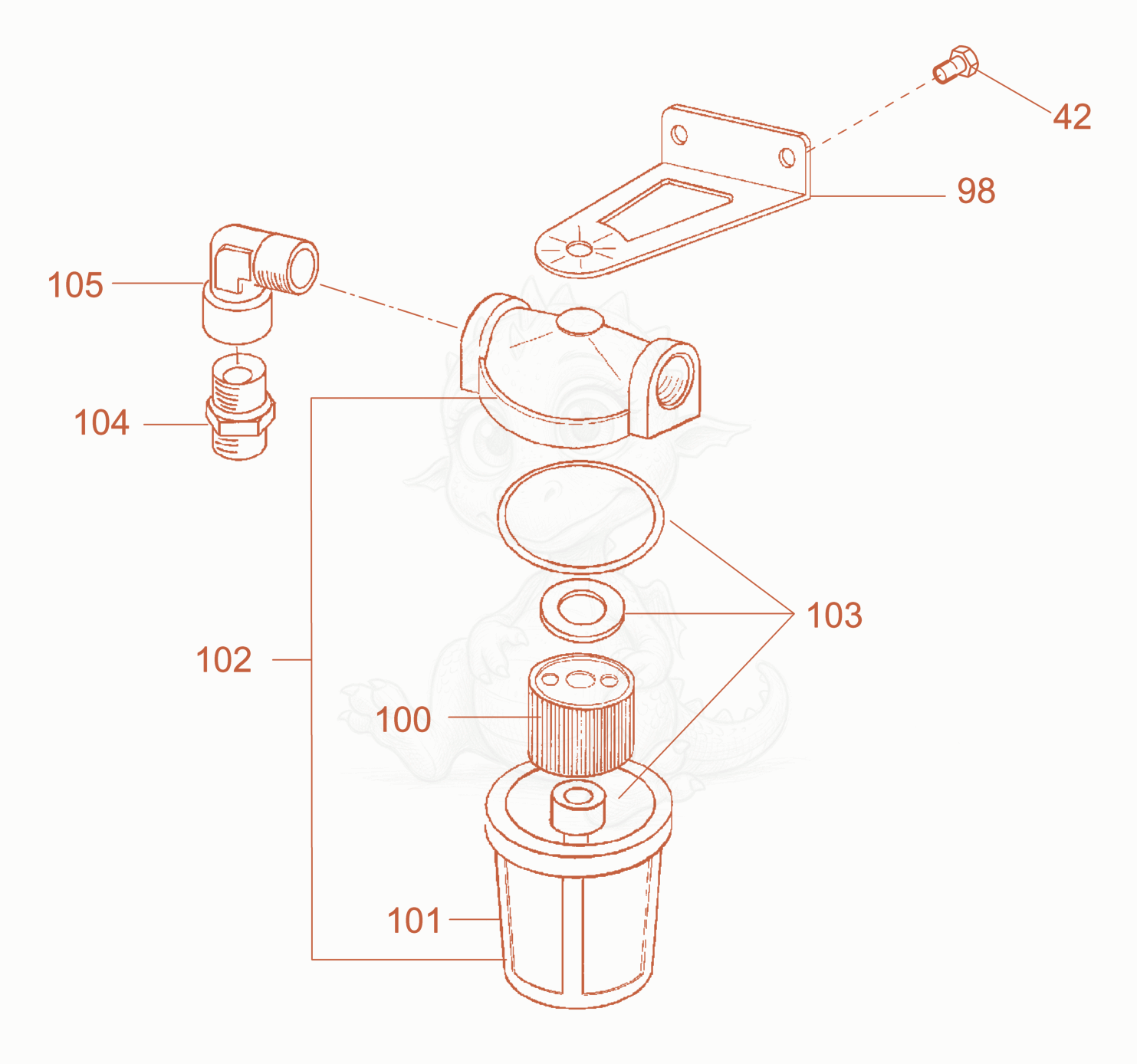 Exploded parts diagram of the Oil filter cpl. of a Wacker Neuson HM174, with numbered balloons