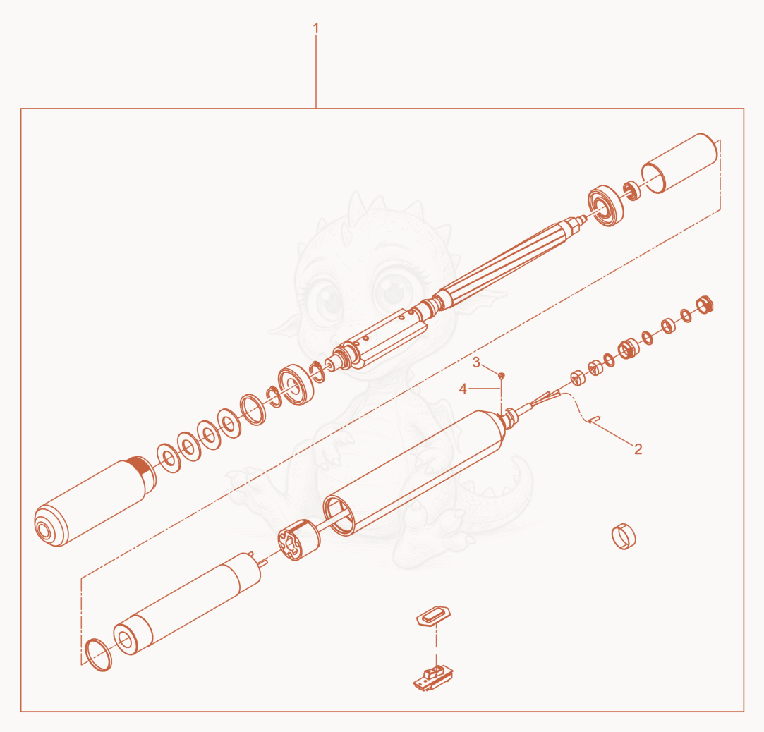 Exploded parts diagram of the Retrofit kit-Internal Vibrator of a Wacker Neuson IREN65/240/180, with numbered balloons