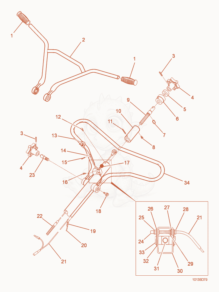 Exploded parts diagram of the Upper Handle of a Wacker Neuson CT36AVT, with numbered balloons