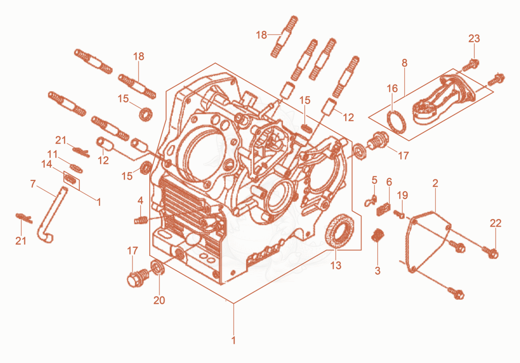 Exploded parts diagram of the Crankcase of a Wacker Neuson GS12AI, with numbered balloons