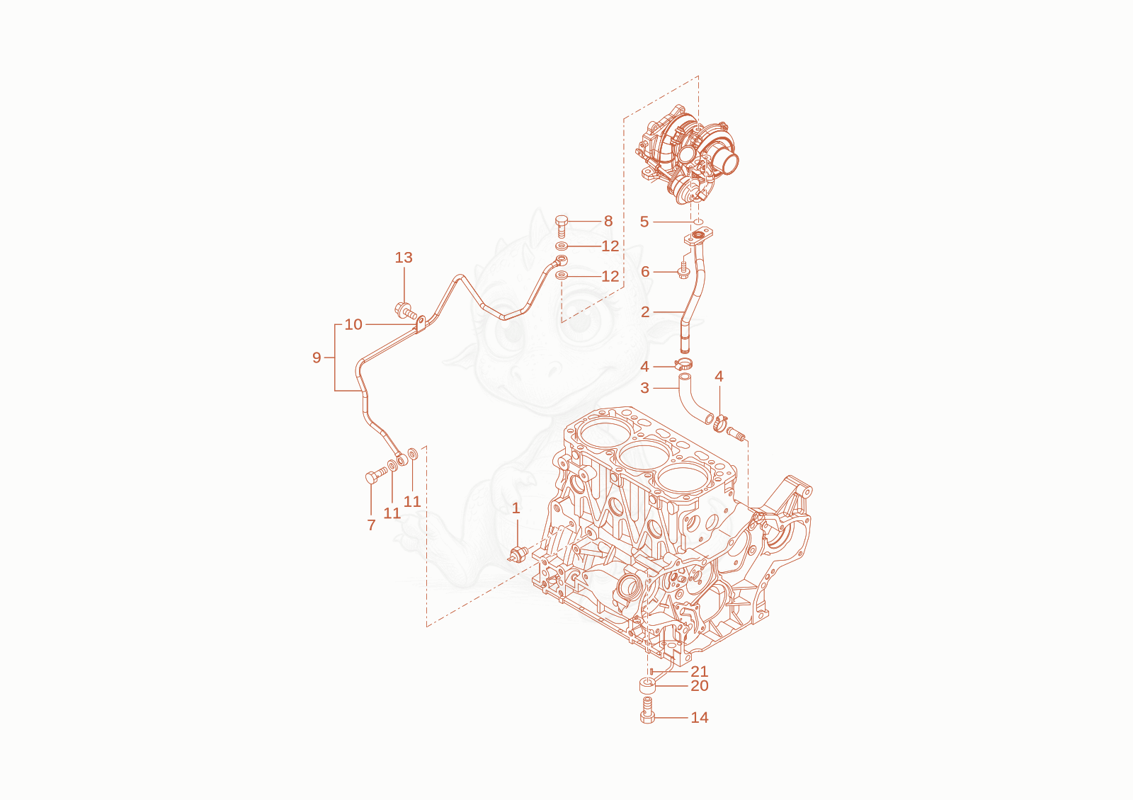 Exploded parts diagram of the oil line of a Wacker Neuson WL28(A01-01), with numbered balloons