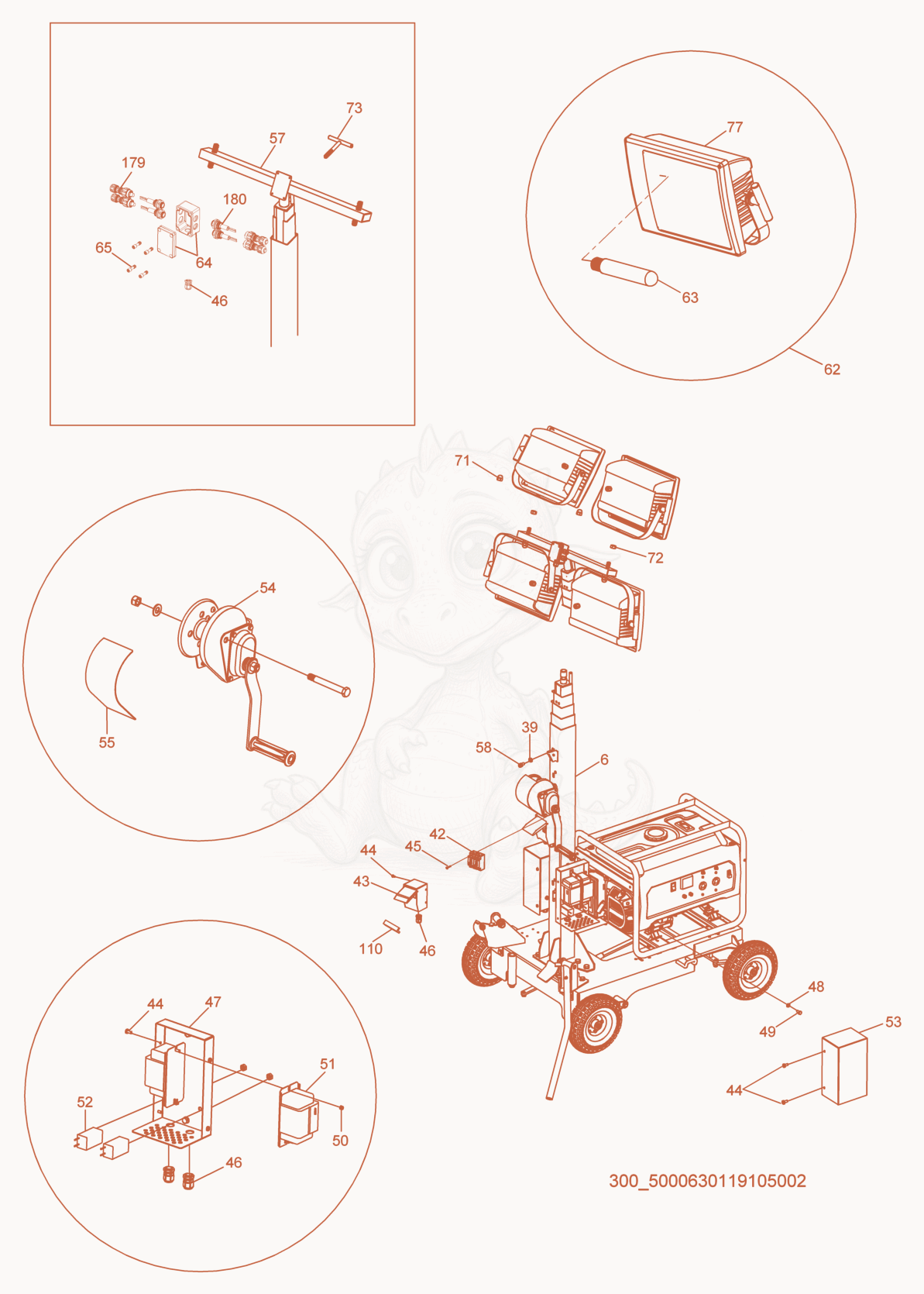 Exploded parts diagram of the Mast cpl. of a Wacker Neuson ML425, with numbered balloons