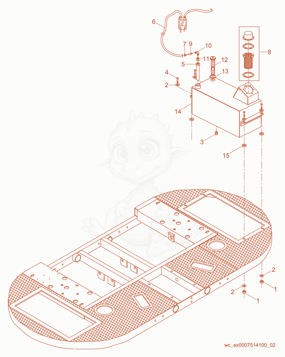Exploded parts diagram of the Fuel System of a Wacker Neuson CRT46KHO, with numbered balloons