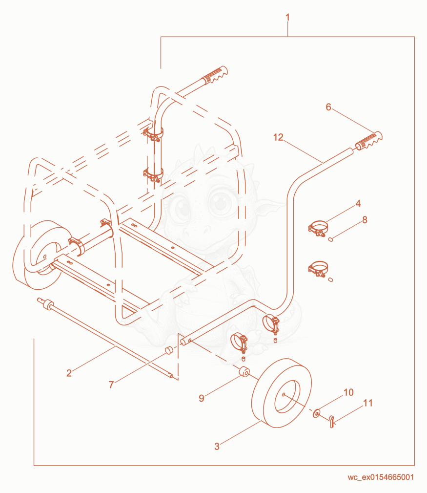 Exploded parts diagram of the Transport Device Kit of a Wacker Neuson PT3A, with numbered balloons