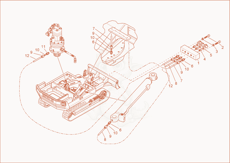 Exploded parts diagram of the lubrication of a Wacker Neuson 5001RDV, with numbered balloons