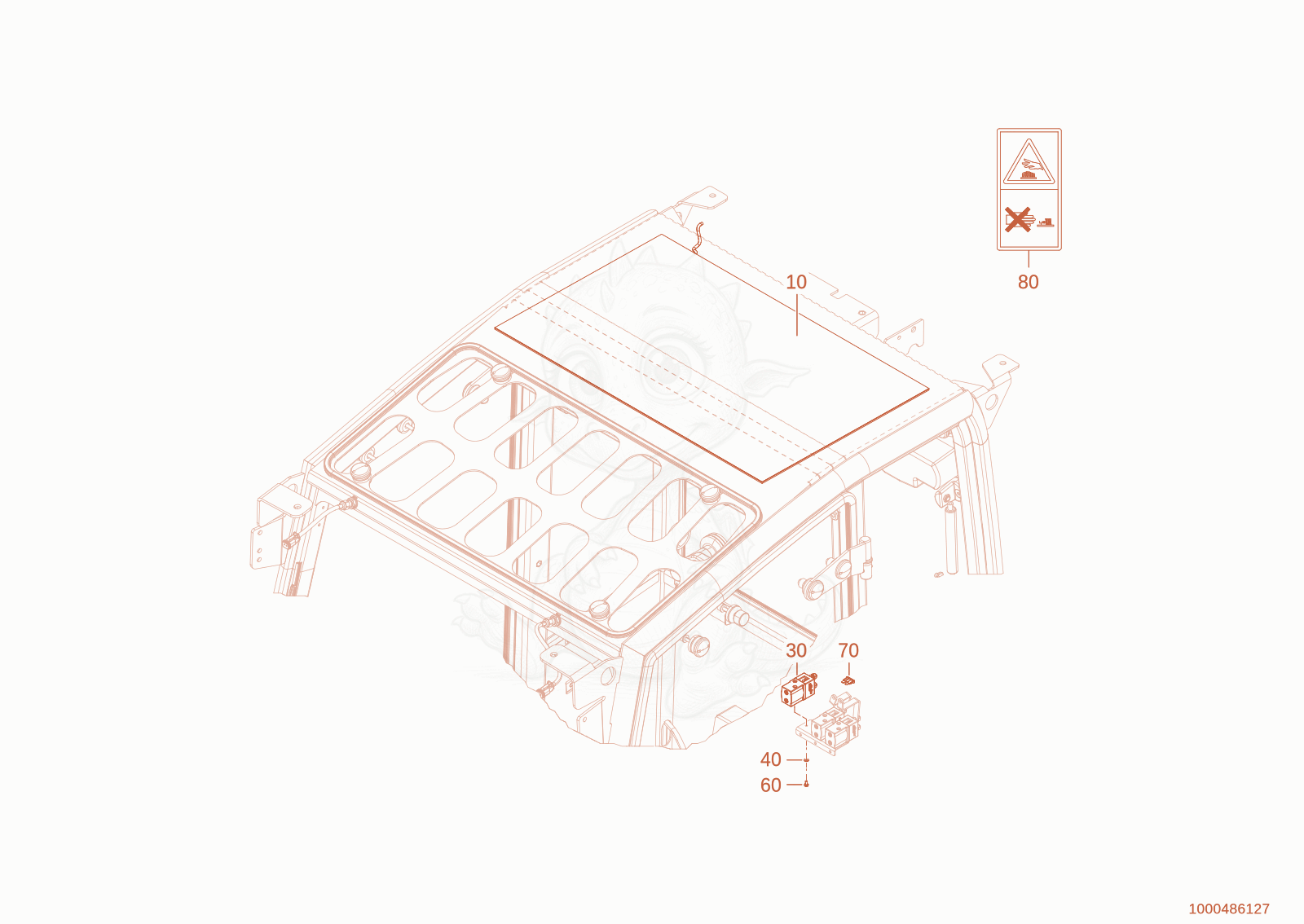 Exploded parts diagram of the Heating mat roof of a Wacker Neuson WL300E(A15-01), with numbered balloons