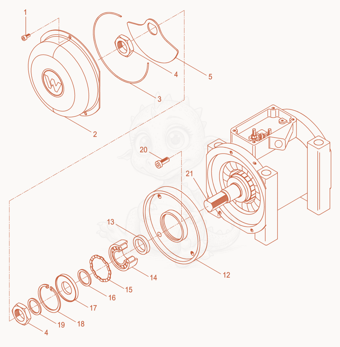 Exploded parts diagram of the External Vibrator cpl. of a Wacker Neuson AR54/12/250, with numbered balloons