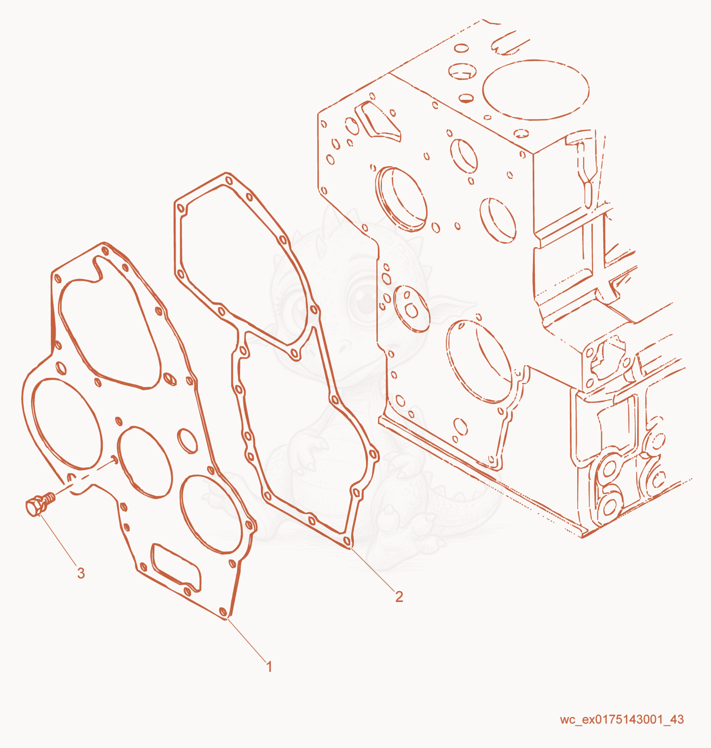 Exploded parts diagram of the Cylinder Gasket Set of a Wacker Neuson RD27-100, with numbered balloons