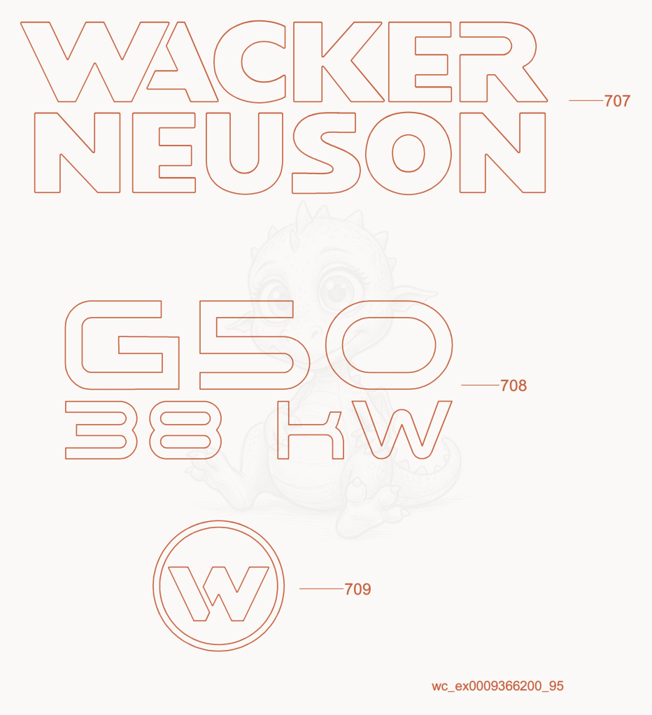 Exploded parts diagram of the Labels of a Wacker Neuson G50, with numbered balloons