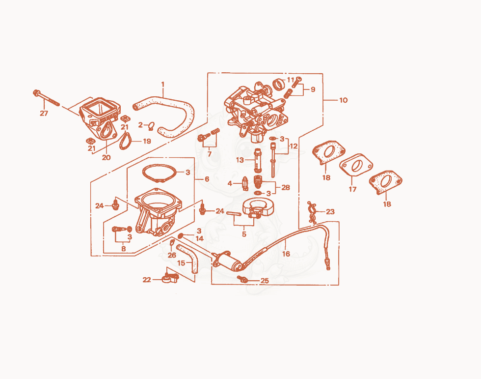 Exploded parts diagram of the Carburetor cpl. of a Wacker Neuson GS12AI, with numbered balloons