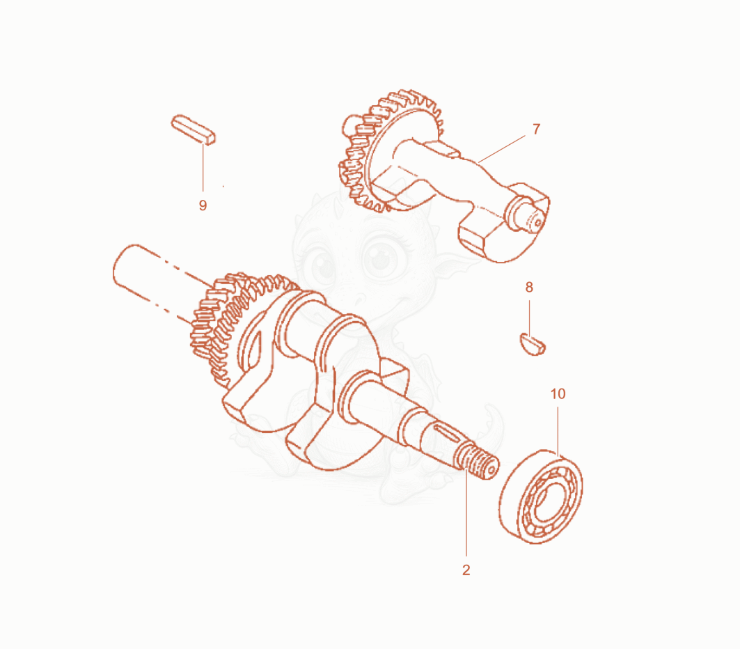 Exploded parts diagram of the Crankshaft cpl of a Wacker Neuson PT3A, with numbered balloons