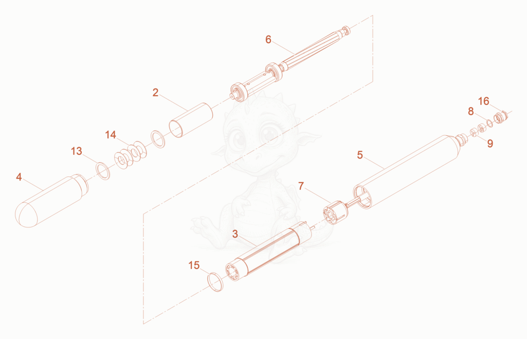 Exploded parts diagram of the Internal Vibrator cpl. of a Wacker Neuson IREN65/042/5GV, with numbered balloons
