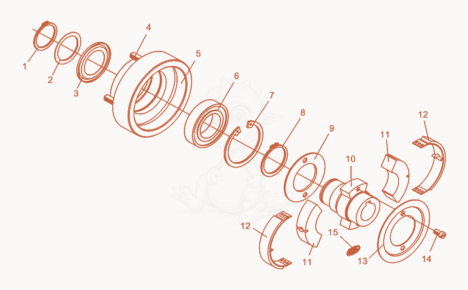 Exploded parts diagram of the Centrifugal Clutch cpl. of a Wacker Neuson DPU4045Y, with numbered balloons