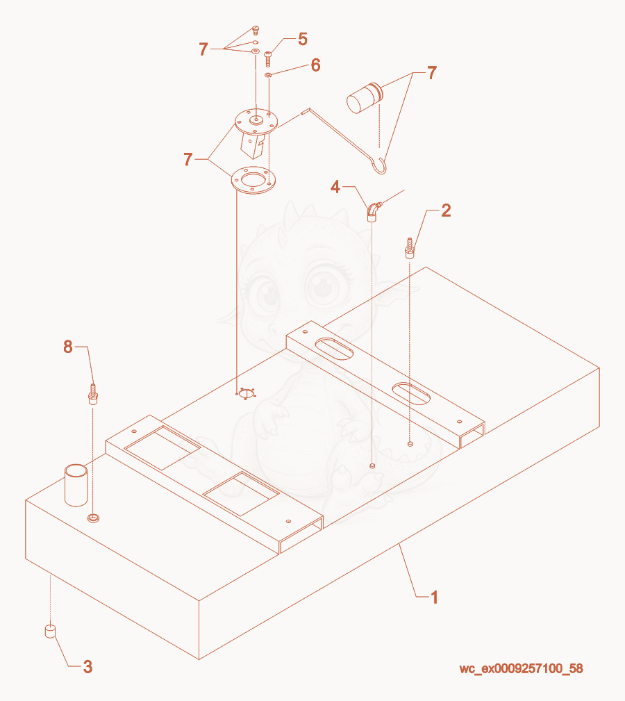 Exploded parts diagram of the Fuel Tank cpl. of a Wacker Neuson G25, with numbered balloons