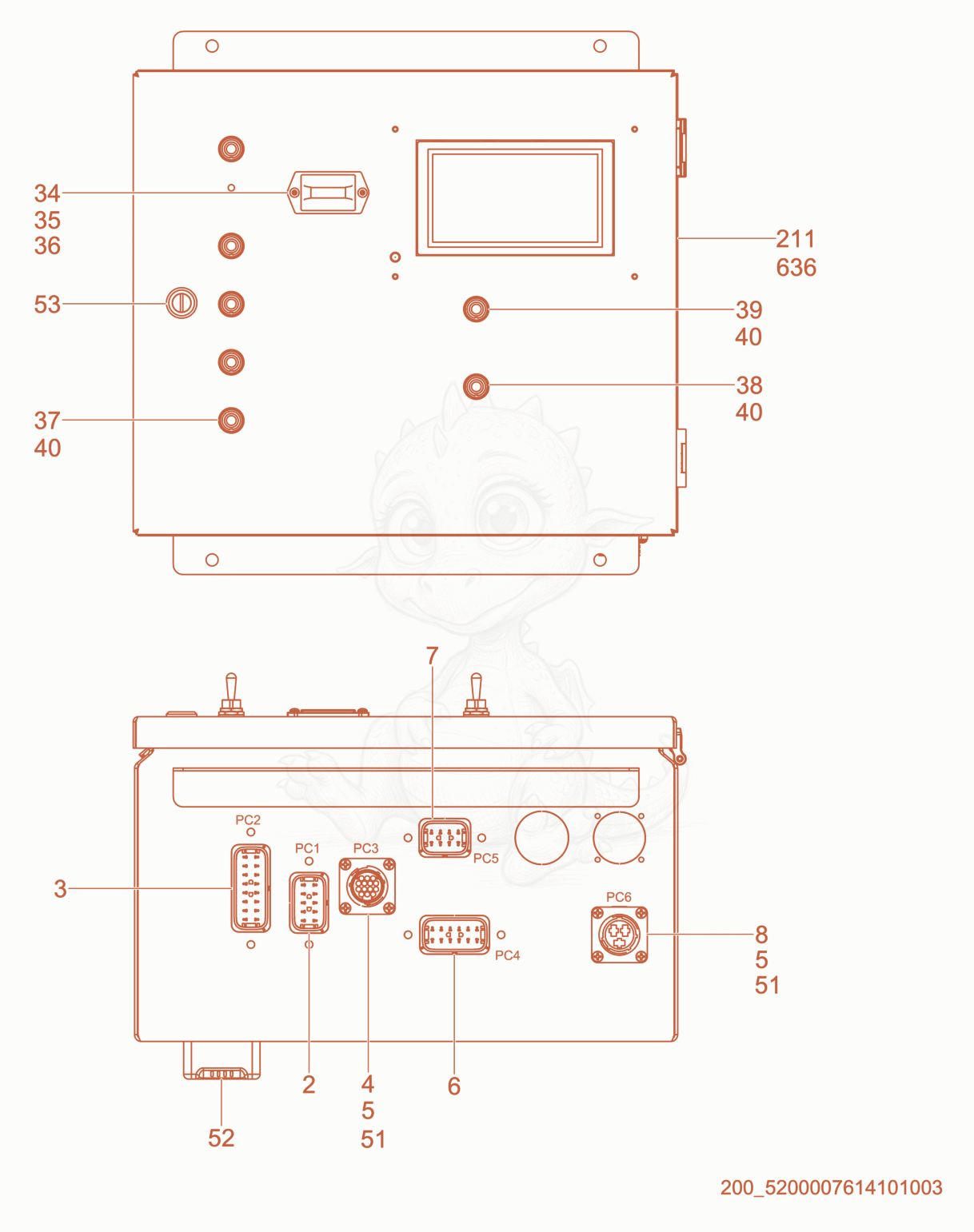 Exploded parts diagram of the Control Panel cpl. (1) of a Wacker Neuson HSH380B, with numbered balloons