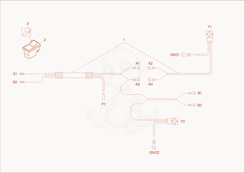 Exploded parts diagram of the WIRE HARNESS (OPTION SLE) of a Wacker Neuson 2001, with numbered balloons