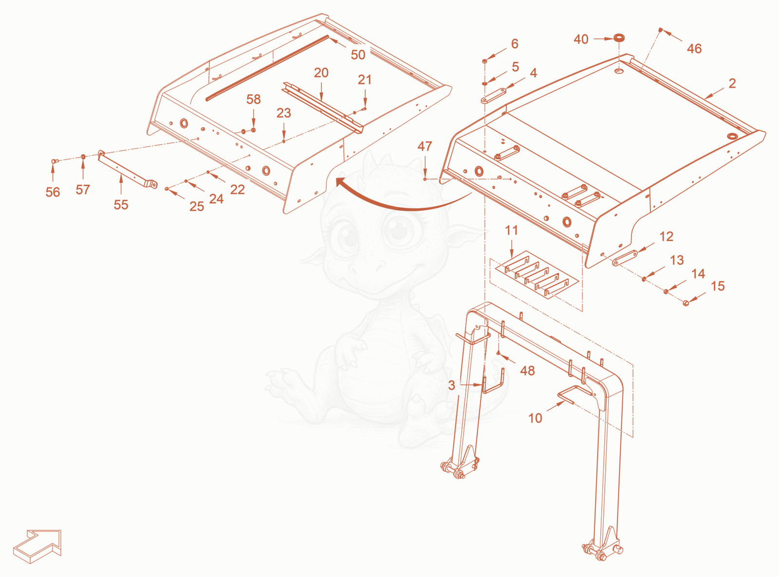 Exploded parts diagram of the canopy, fops of a Wacker Neuson RD28-120DPF, with numbered balloons