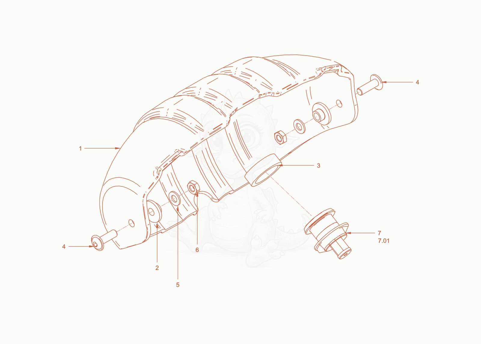 Exploded parts diagram of the instrument panel covering of a Wacker Neuson RC50DPFCAB, with numbered balloons