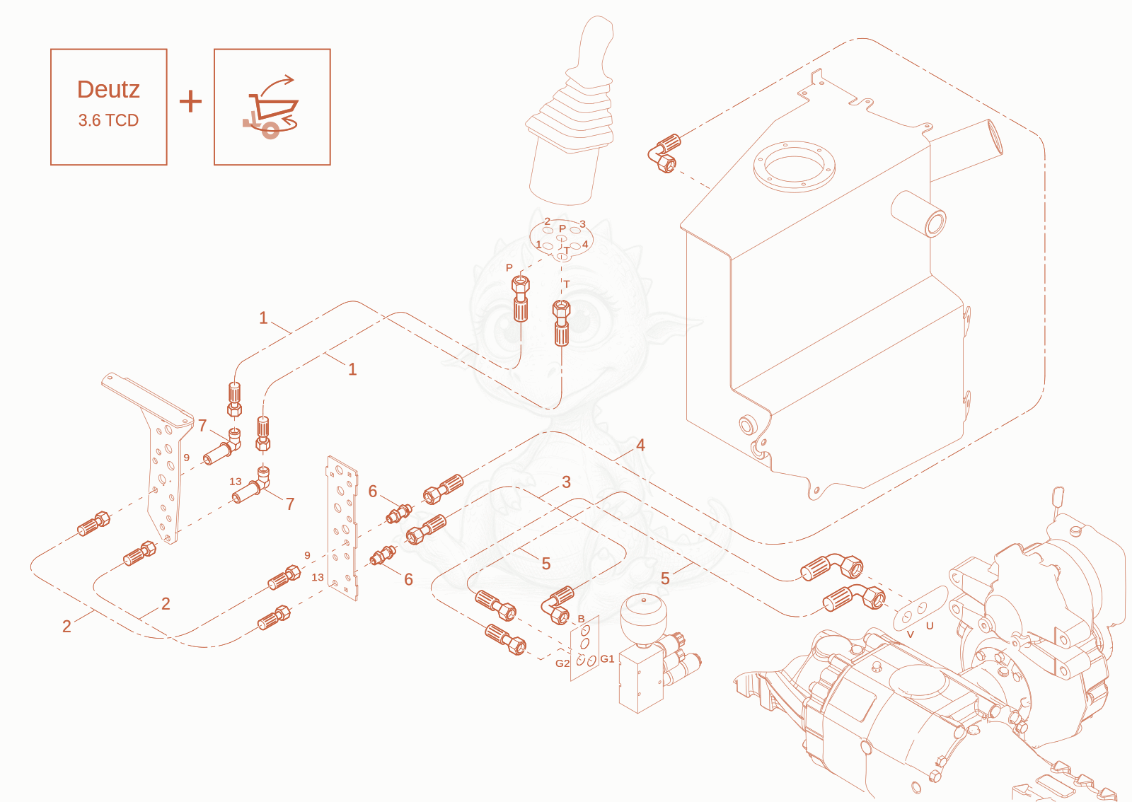 Exploded parts diagram of the control valve installation option of a Wacker Neuson DV90-2, with numbered balloons