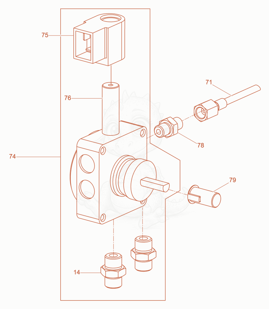 Despiece del Oil pump cpl. de una máquina Wacker Neuson HI58, con globos numerados