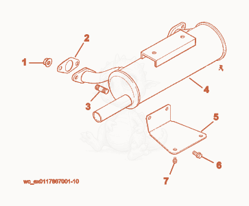 Exploded parts diagram of the Muffler of a Wacker Neuson CRT48-25K-H, with numbered balloons