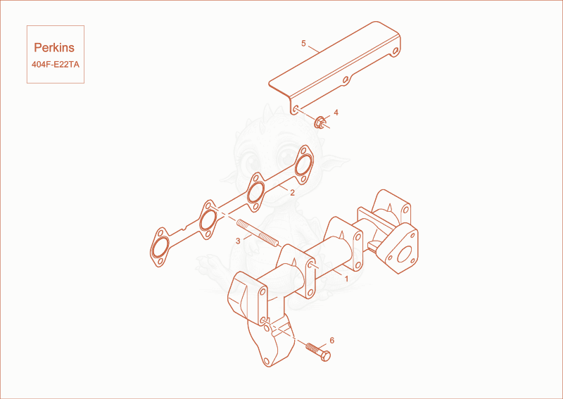 Exploded parts diagram of the EXHAUST MANIFOLD of a Wacker Neuson EW65, with numbered balloons