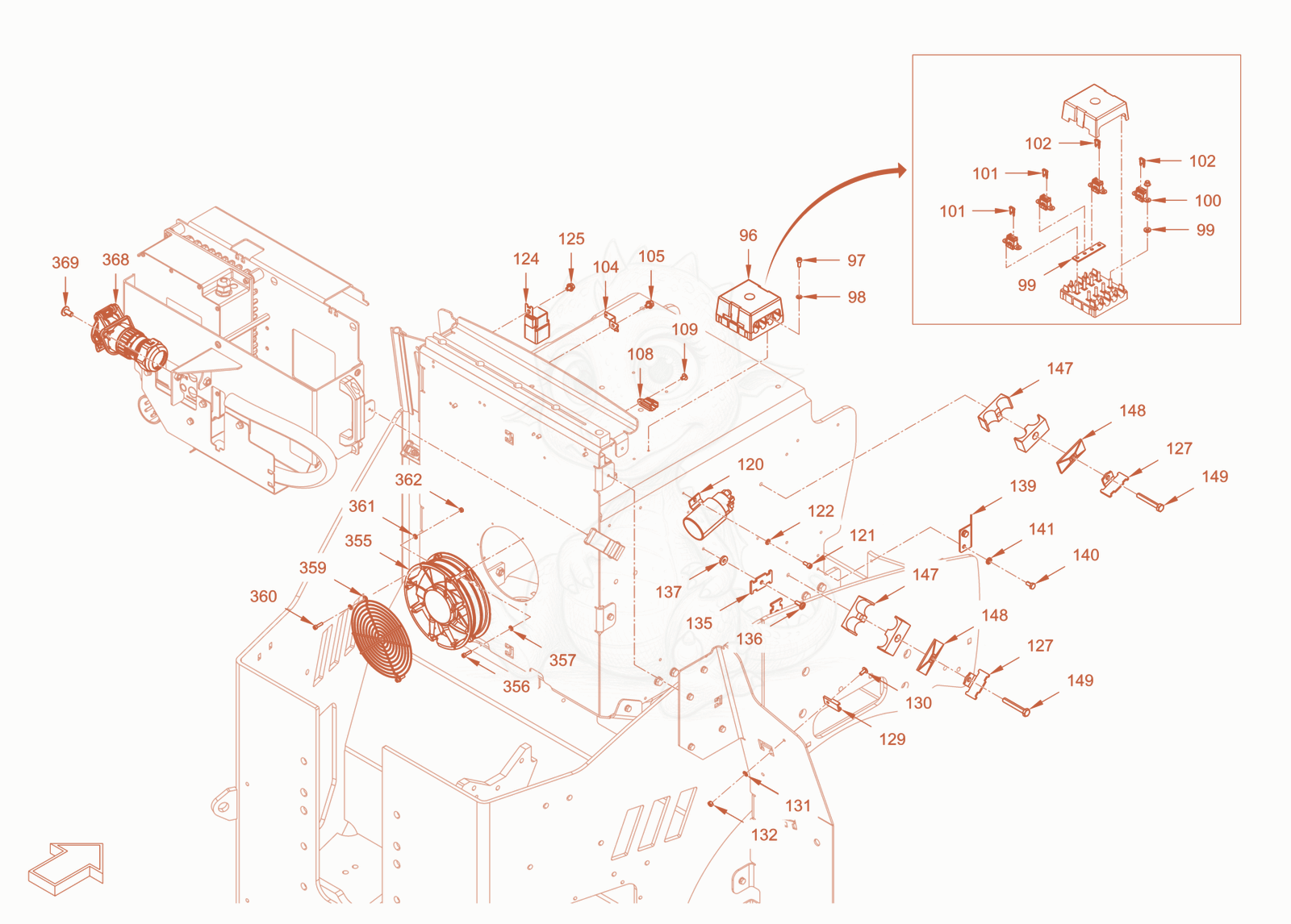 Exploded parts diagram of the electrical system of a Wacker Neuson RD28-120CE, with numbered balloons