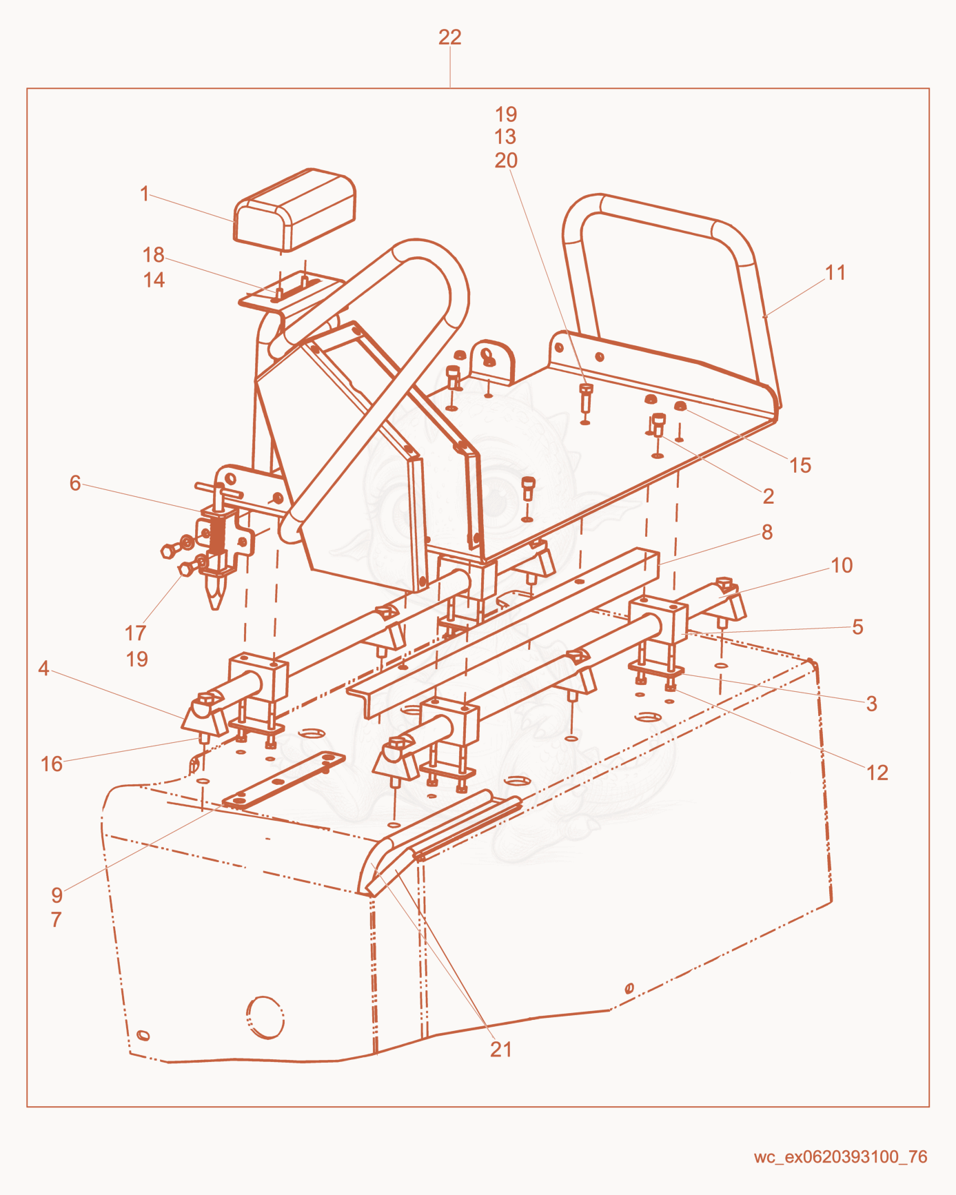 Exploded parts diagram of the Option-Sliding Seat of a Wacker Neuson RD27-100, with numbered balloons