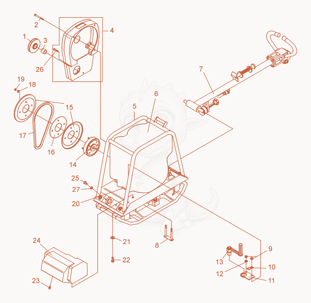 Despiece del Vibratory Plate cpl. de una máquina Wacker Neuson DPU2440F, con globos numerados