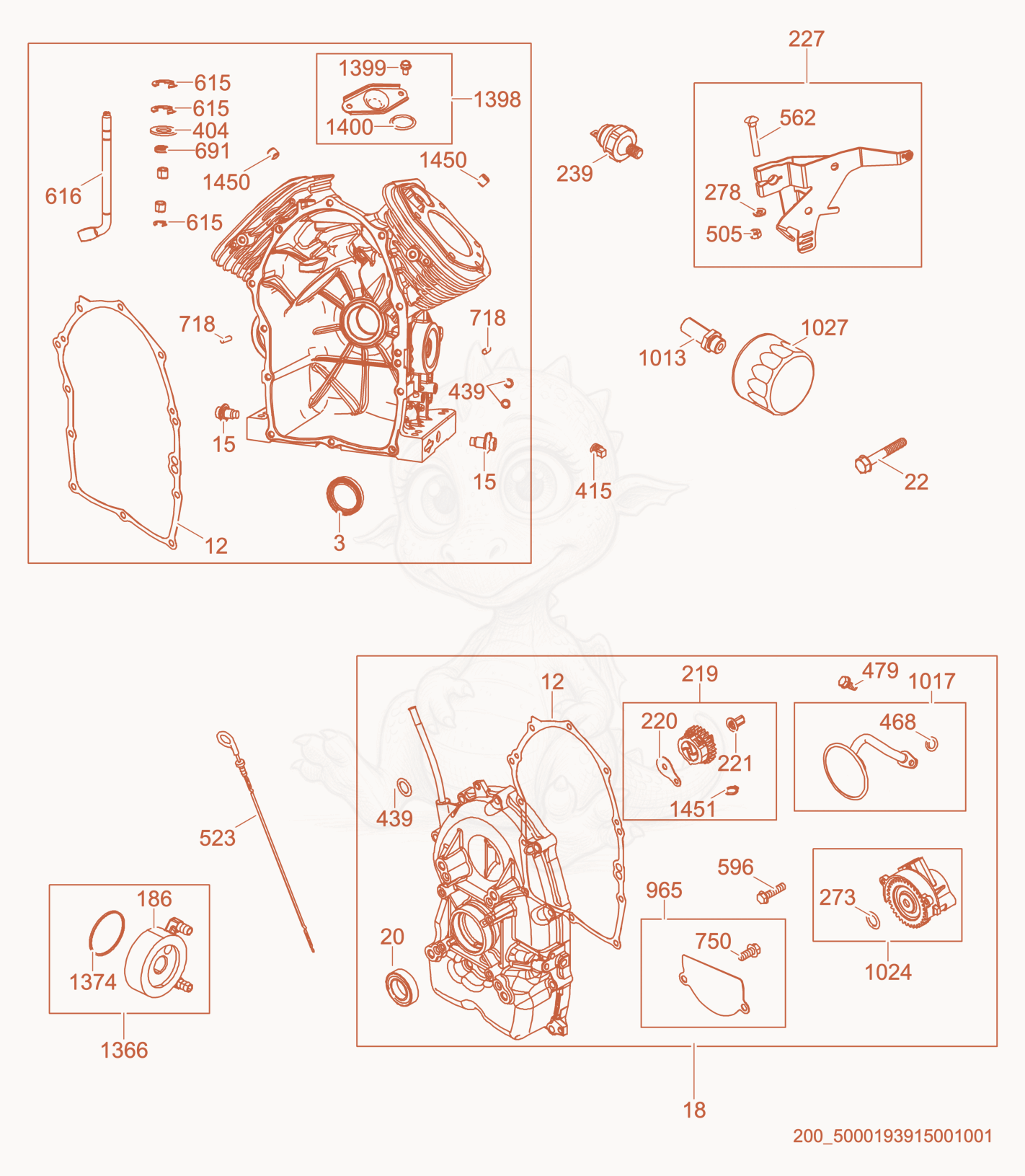 Exploded parts diagram of the Engine Block of a Wacker Neuson CRT48-35VEU, with numbered balloons