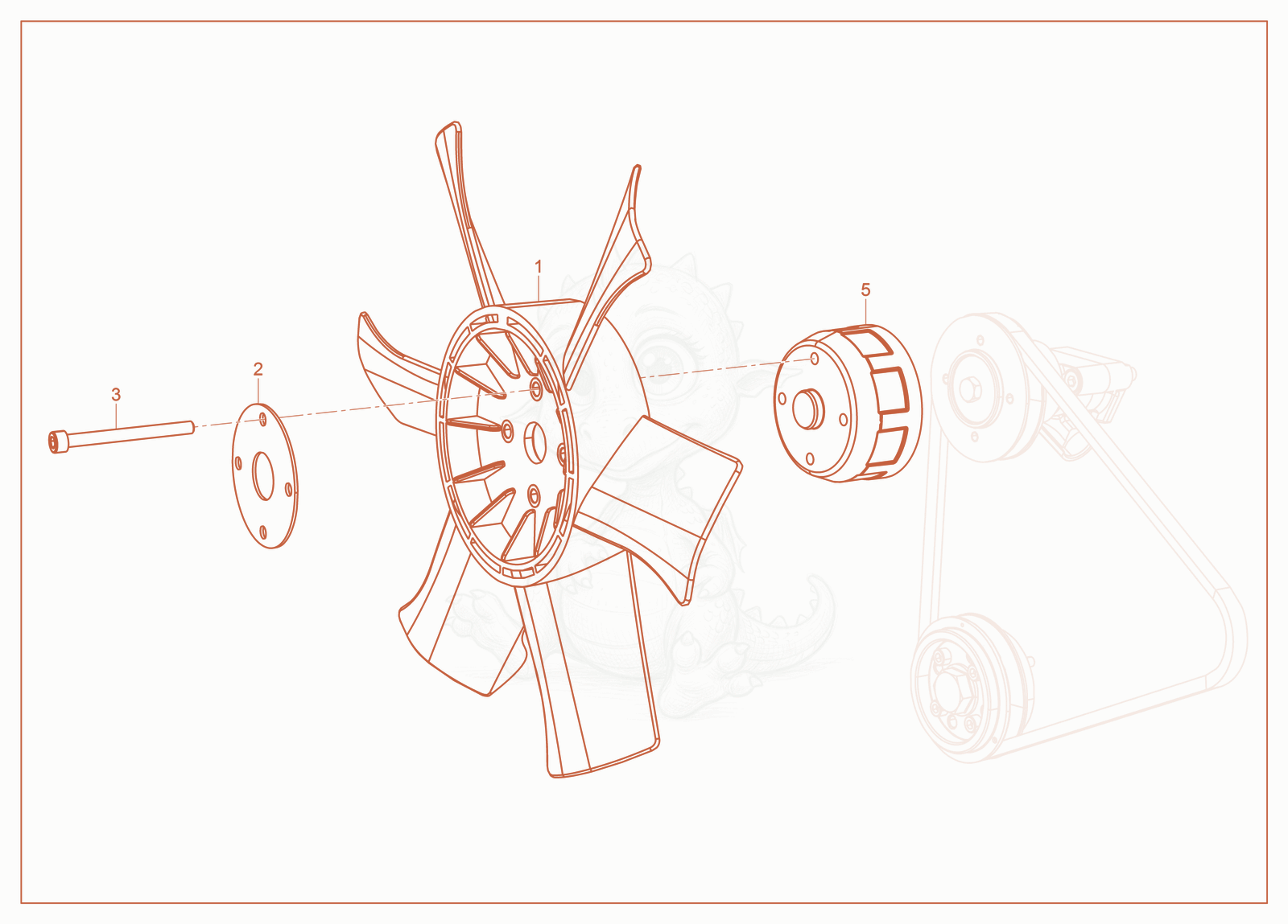 Exploded parts diagram of the Fan of a Wacker Neuson RTSC3, with numbered balloons