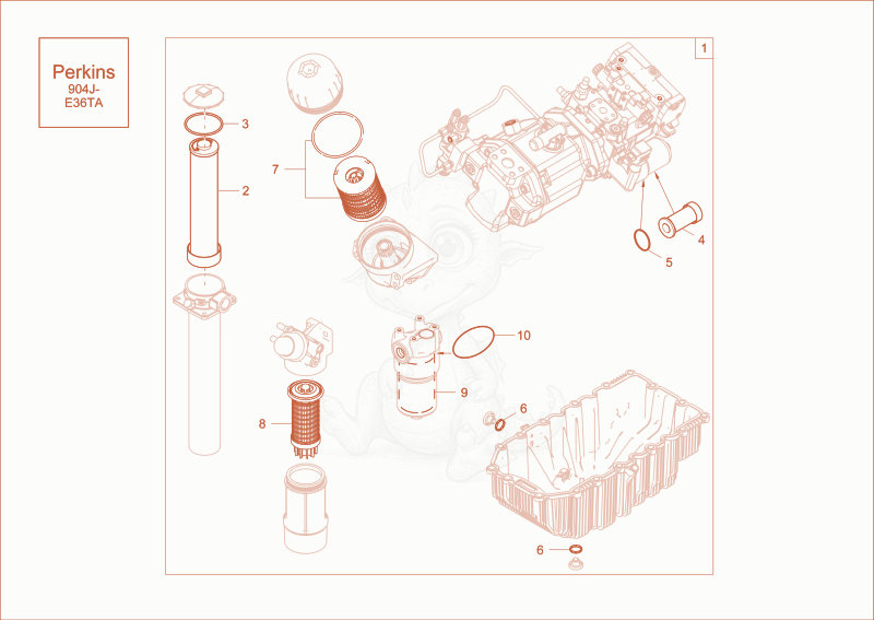 Exploded parts diagram of the maintenance package (500h) (option) of a Wacker Neuson EW100, with numbered balloons