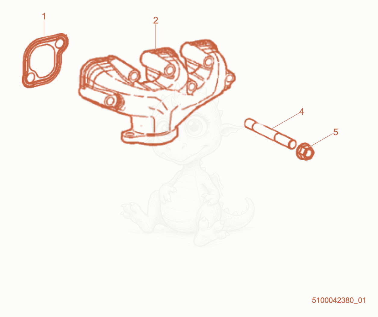 Exploded parts diagram of the Exhaust Manifold of a Wacker Neuson RTL82-SC3, with numbered balloons