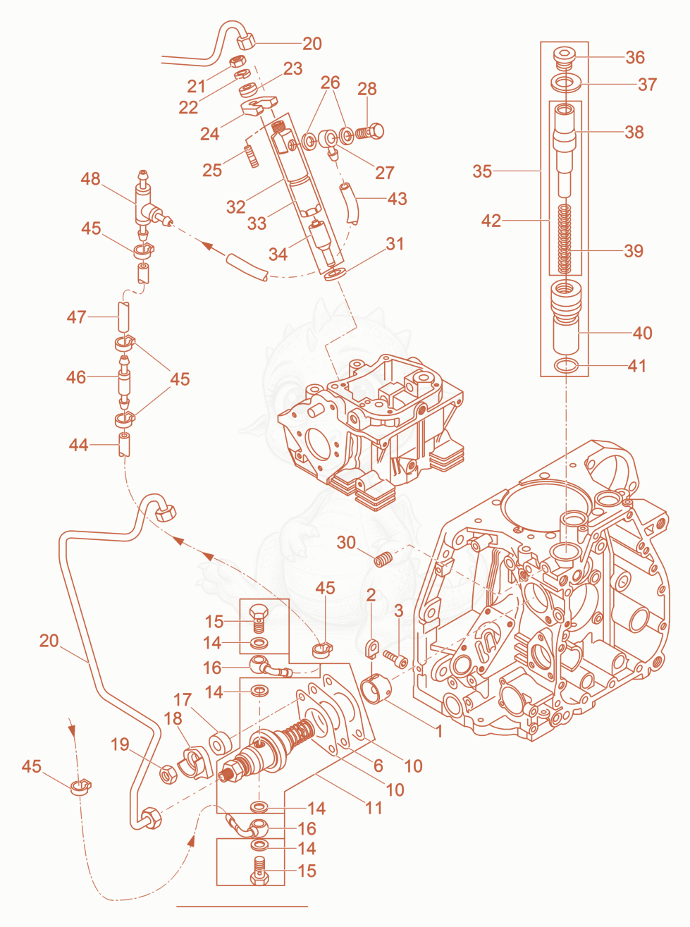 Despiece del Extra Fuel Device - Special Equipment de una máquina Wacker Neuson DPU6555HEAP, con globos numerados