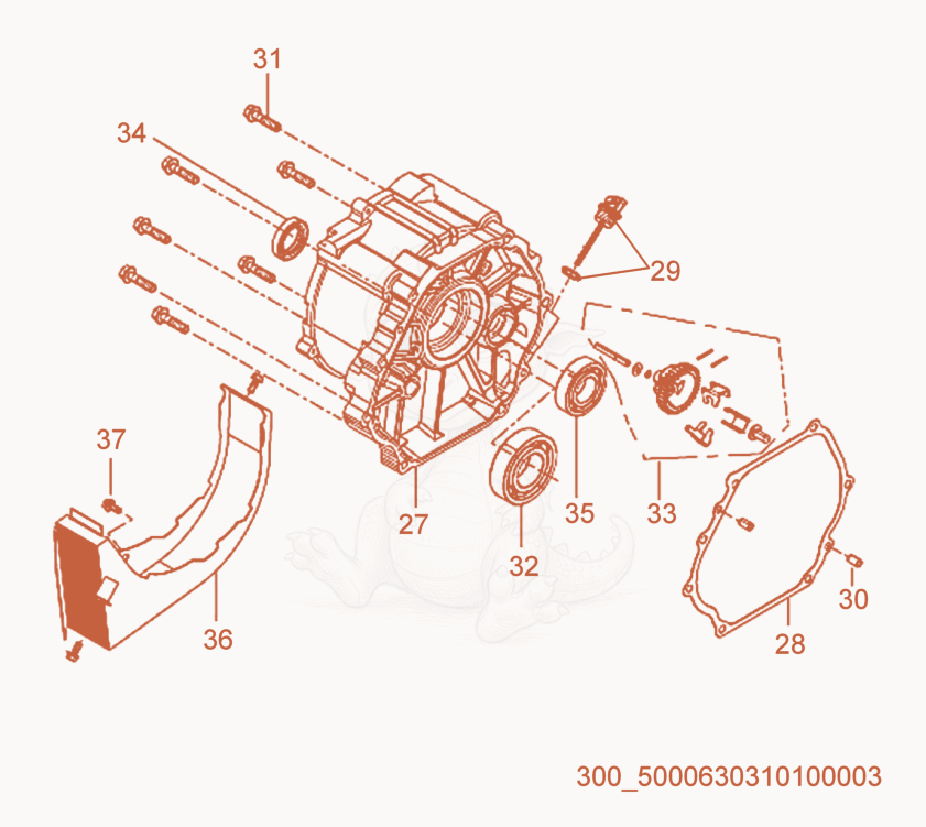 Exploded parts diagram of the Crankcase Cover of a Wacker Neuson ML440, with numbered balloons