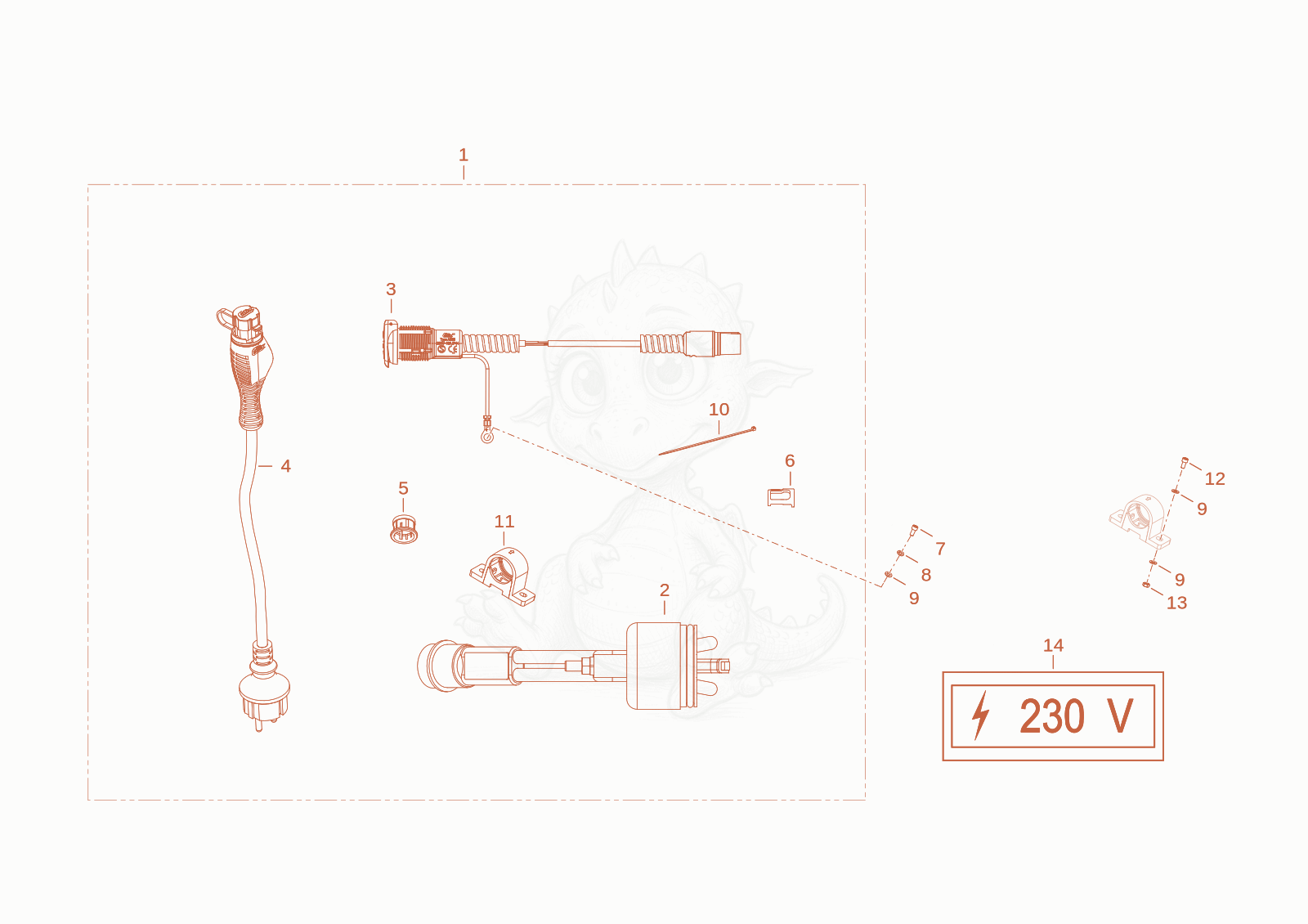 Exploded parts diagram of the engine pre heating of a Wacker Neuson WL20, with numbered balloons