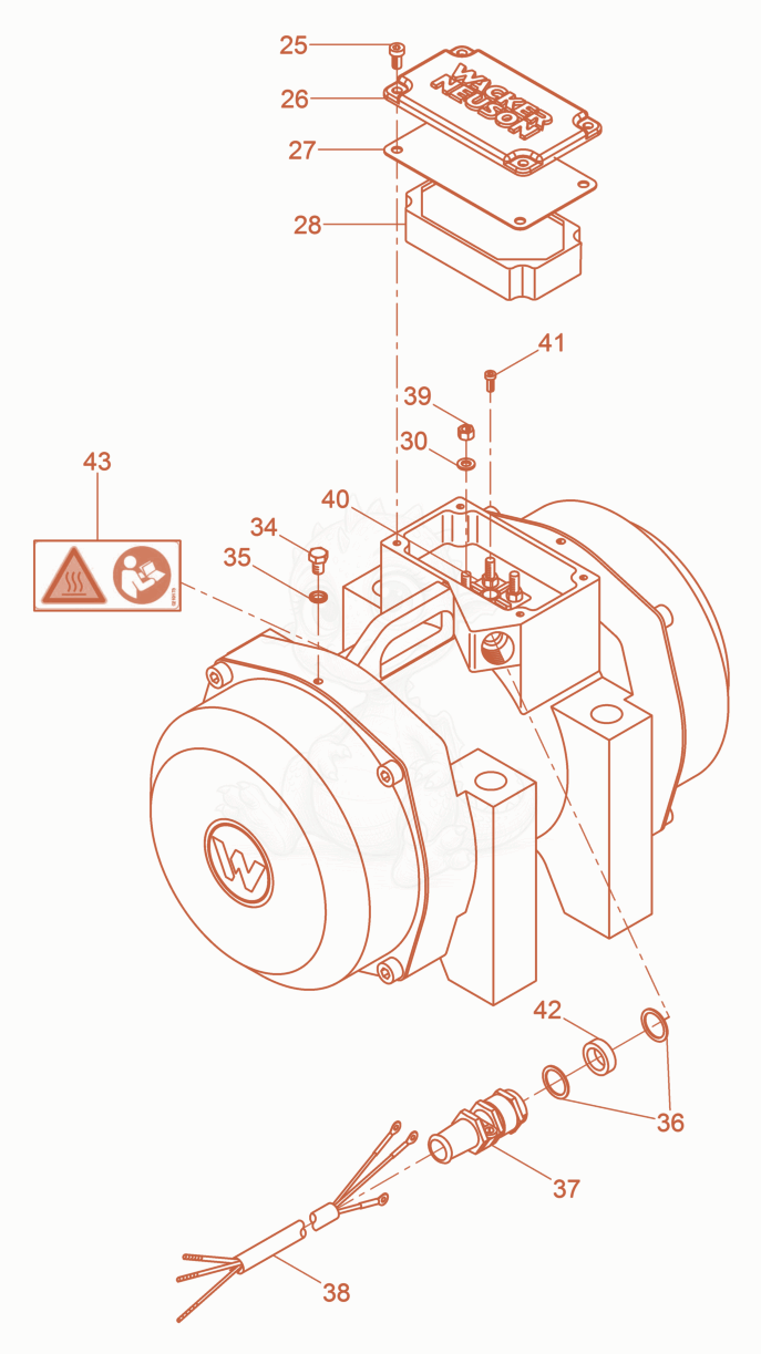 Exploded parts diagram of the External Vibrator cpl. of a Wacker Neuson AR75/6/055, with numbered balloons