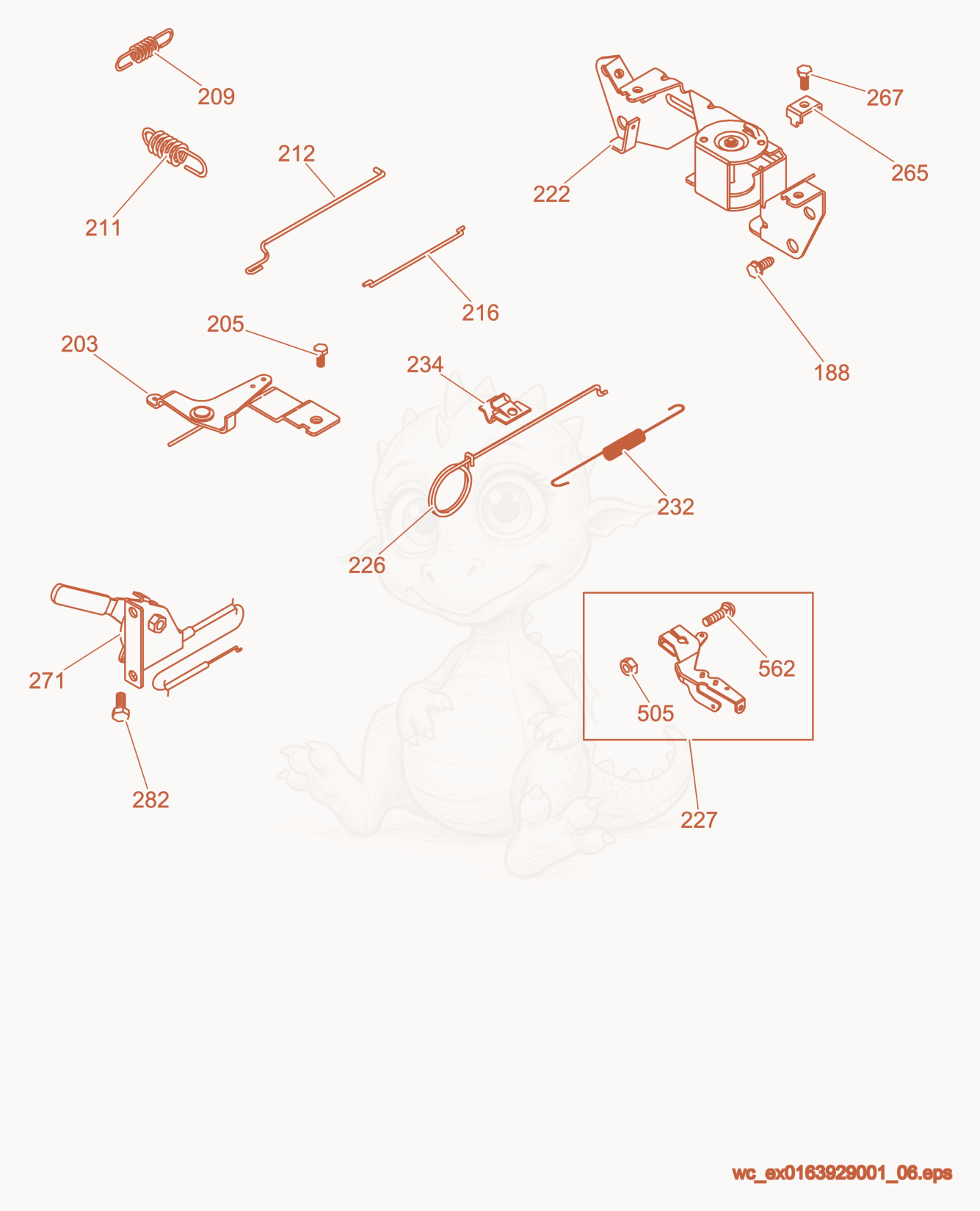 Exploded parts diagram of the Governor of a Wacker Neuson PTS4V, with numbered balloons