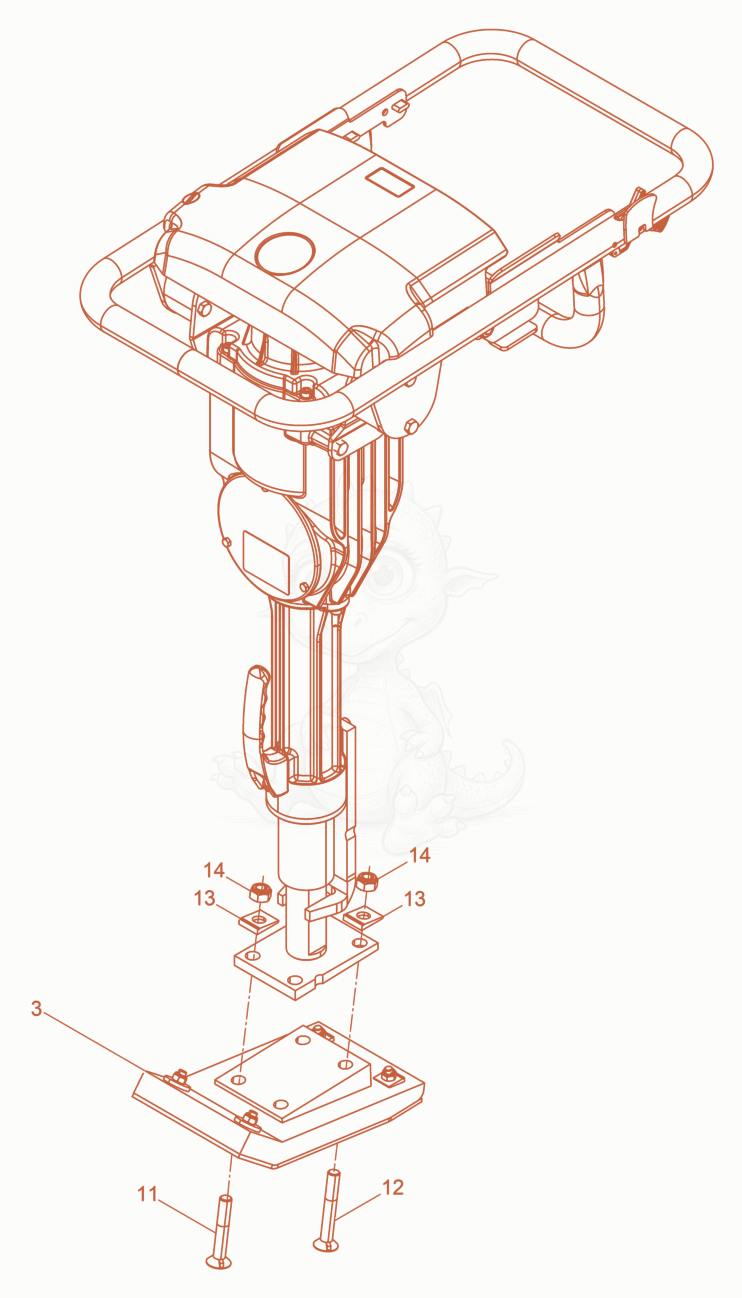 Exploded parts diagram of the Vibratory Rammers cpl. of a Wacker Neuson AS30, with numbered balloons