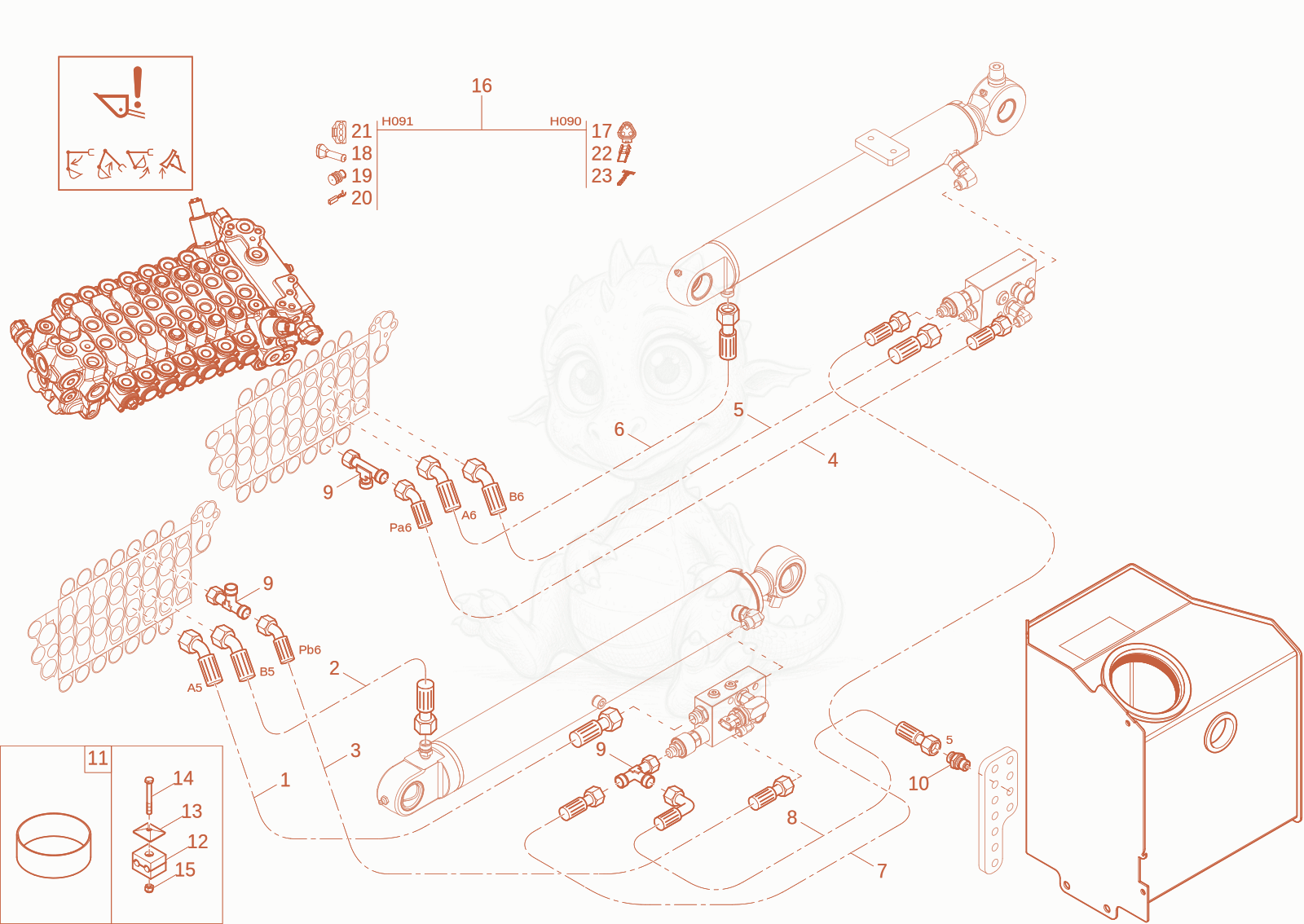 Exploded parts diagram of the OVERLAOD SYSTEM (OPTION) of a Wacker Neuson ET18-2, with numbered balloons