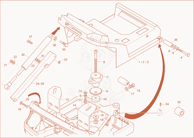 Exploded parts diagram of the TILT FRAME 1 of a Wacker Neuson 3602RDFORCE, with numbered balloons