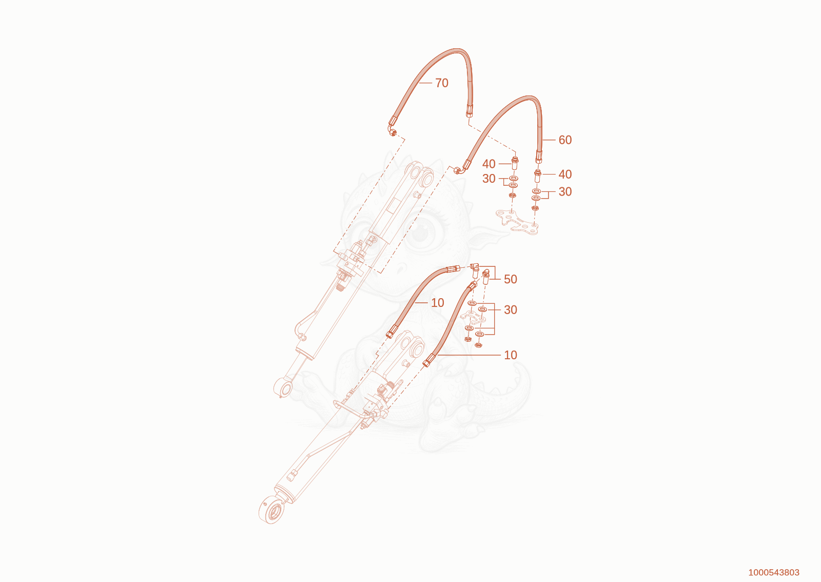 Exploded parts diagram of the working hydraulic of a Wacker Neuson WL300E(A15-01), with numbered balloons