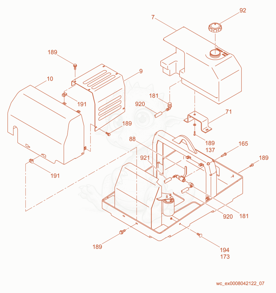 Exploded parts diagram of the Covers of a Wacker Neuson RD7H-ESEU, with numbered balloons