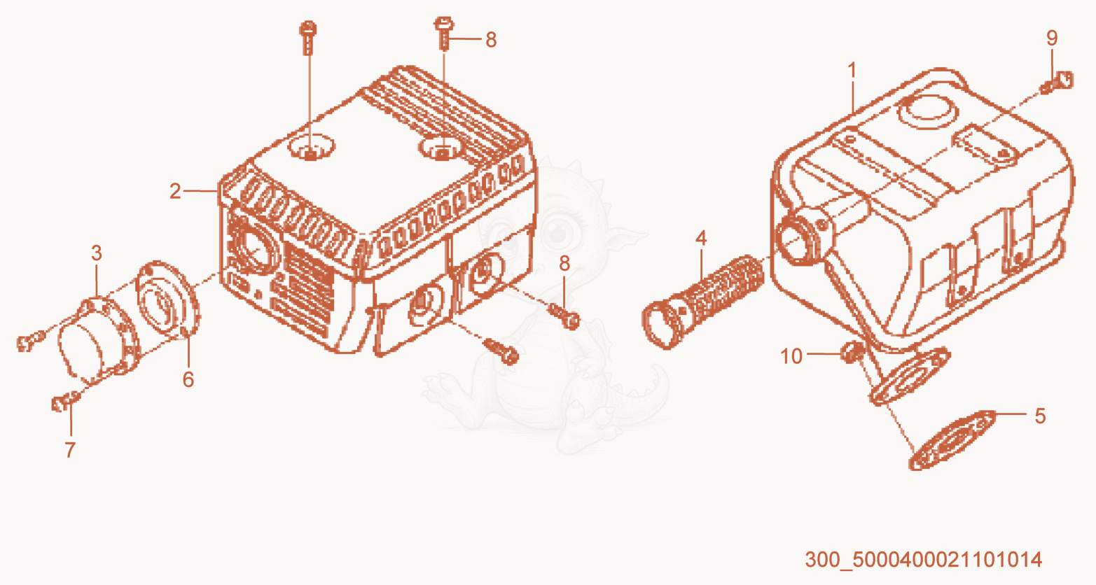 Exploded parts diagram of the Muffler of a Wacker Neuson WPP1550AW, with numbered balloons