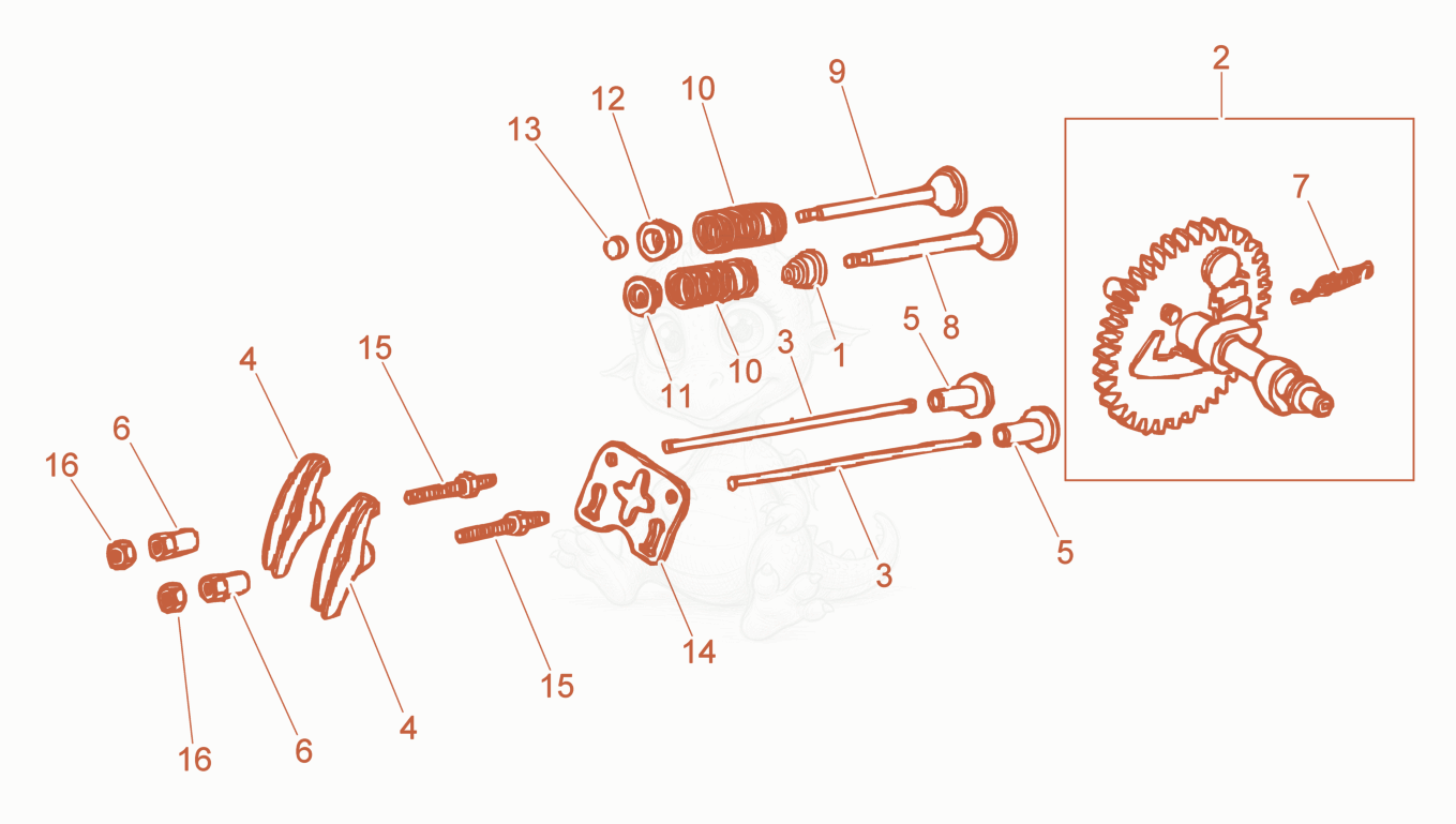 Exploded parts diagram of the Camshaft of a Wacker Neuson PDT3A, with numbered balloons
