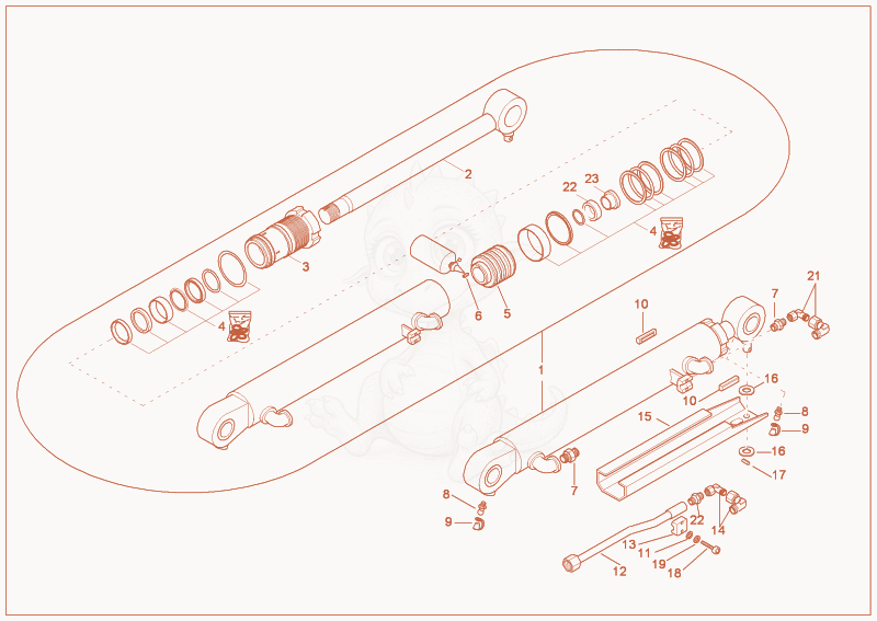 Exploded parts diagram of the LIFTING BOOM CYLINDER (OPTION) of a Wacker Neuson 6002RD, with numbered balloons