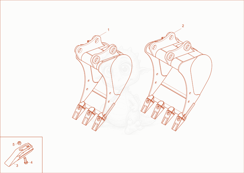Exploded parts diagram of the bucket of a Wacker Neuson 3503RD, with numbered balloons