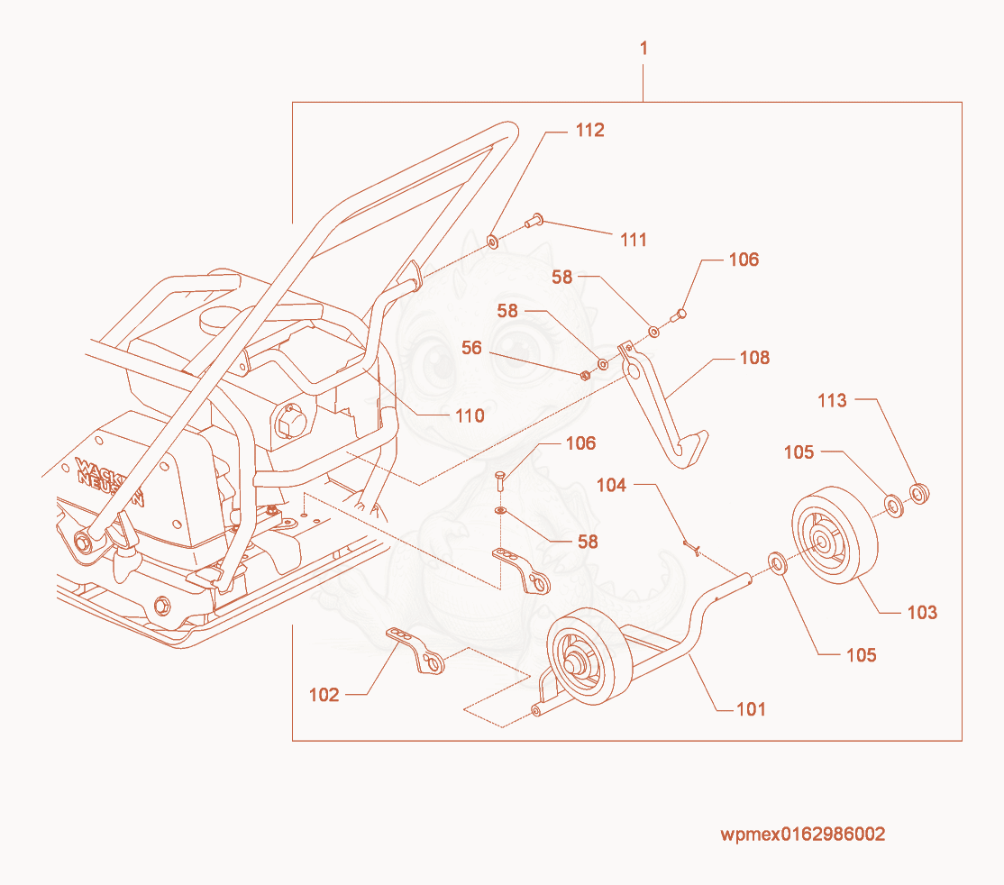 Exploded parts diagram of the Wheel Kit of a Wacker Neuson WP1540AW, with numbered balloons