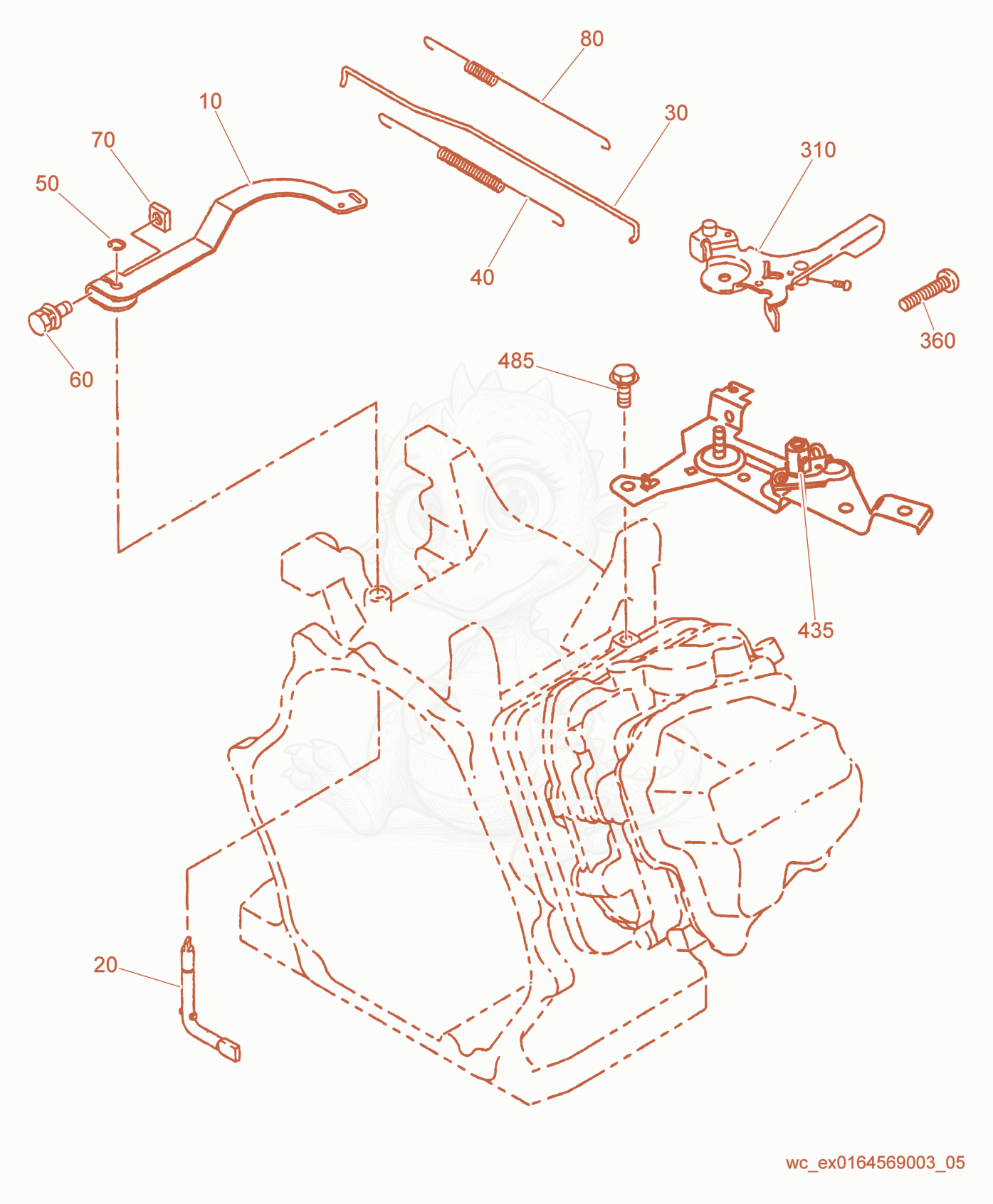Despiece del Governor de una máquina Wacker Neuson GP4000, con globos numerados