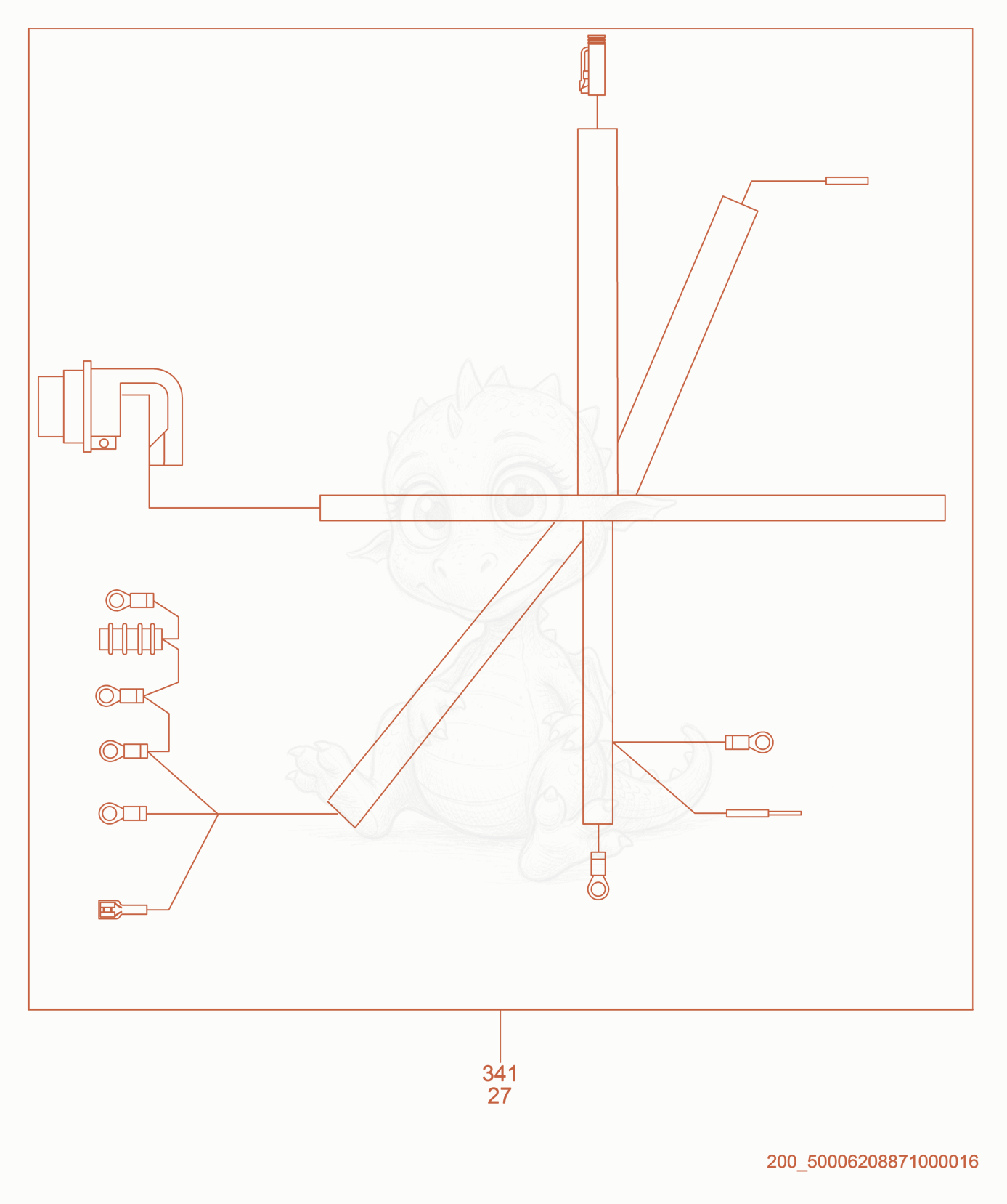Exploded parts diagram of the DC Wiring Harness of a Wacker Neuson G150, with numbered balloons
